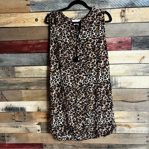 Beachlunchlounge Tan Leopard‎ Tie Front Dress Size Medium - Picture 1 of 9